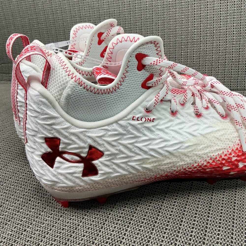 Under Armour Clone Highlight Mc Mens Size 14 White/Red Football Cleats - Picture 6 of 8
